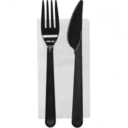 Комплект № 3 Вилка ЭЛИТ черная + нож ЭЛИТ черный + салфетка