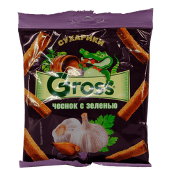 Сухарики Gross 40 гр., Чеснок с зеленью Сухарики Gross 40 гр., Чеснок с зеленью